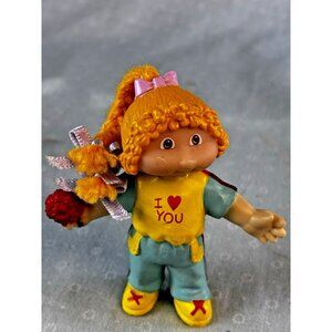 Valentines Trinket Vtg Cabbage Patch Girl I love You 1980s PVC Yarn Hair